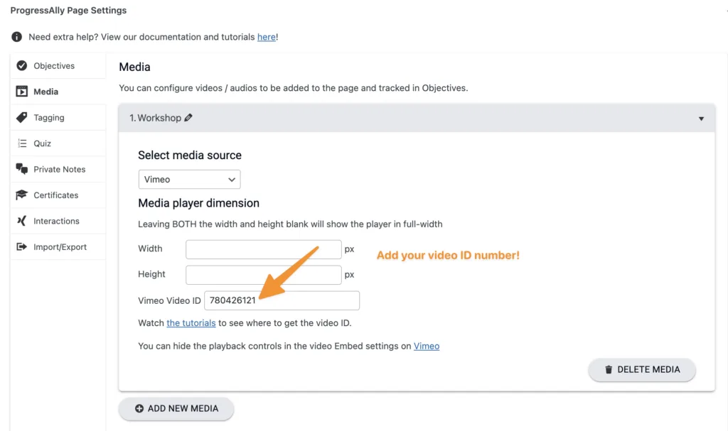 Workshop Video ID number