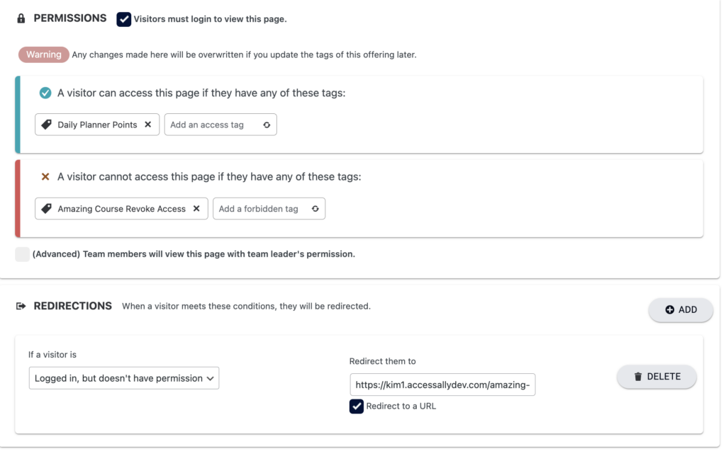 Protected Content Permission Settings