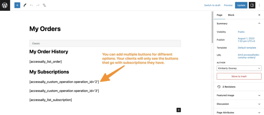 Subscription buttons