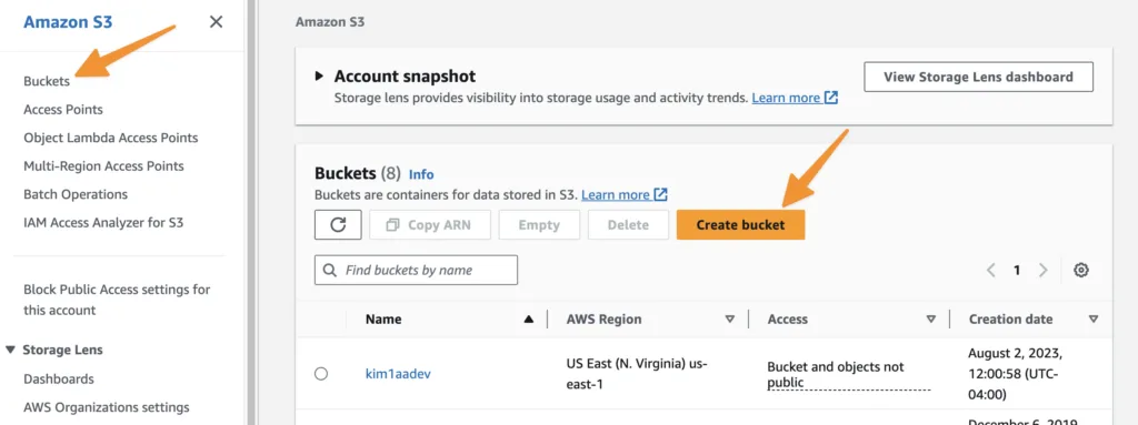 Create an Amazon Bucket 