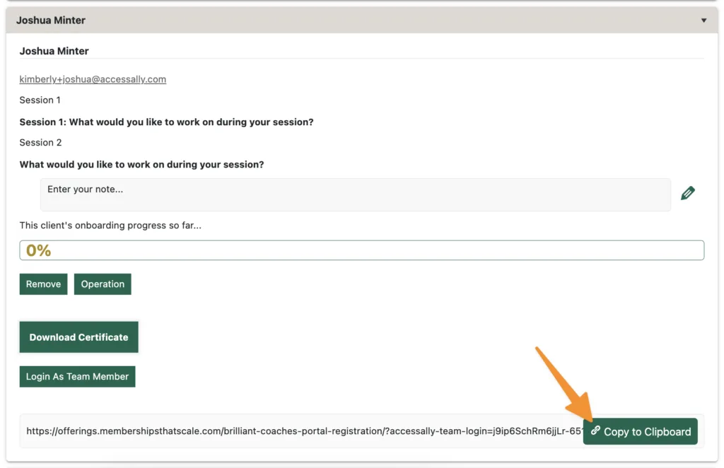 Copy to Clipboard Email-less login
