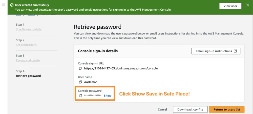 IAM User Step 7
