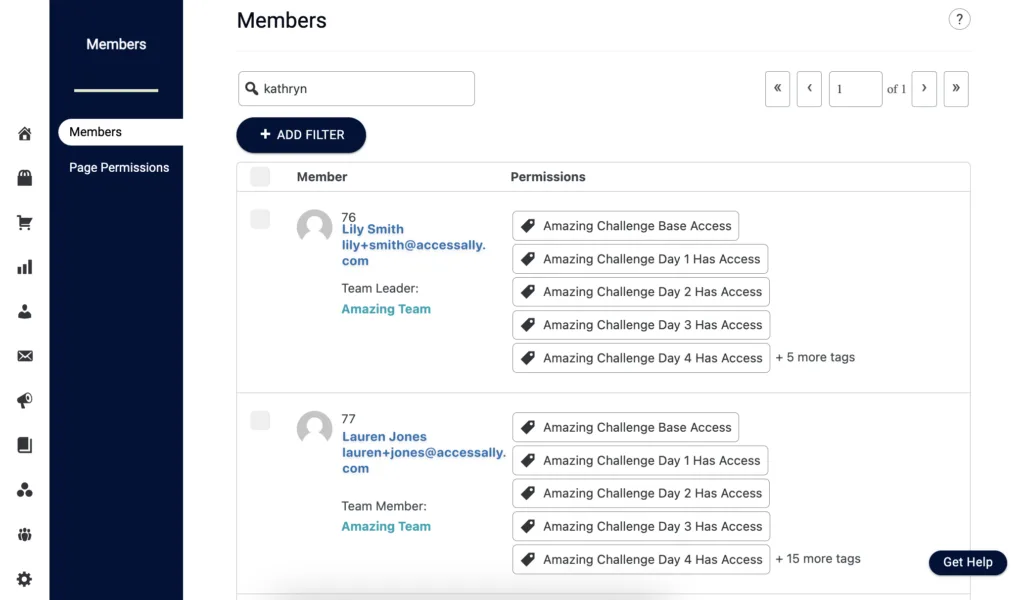 Team View Members Tab