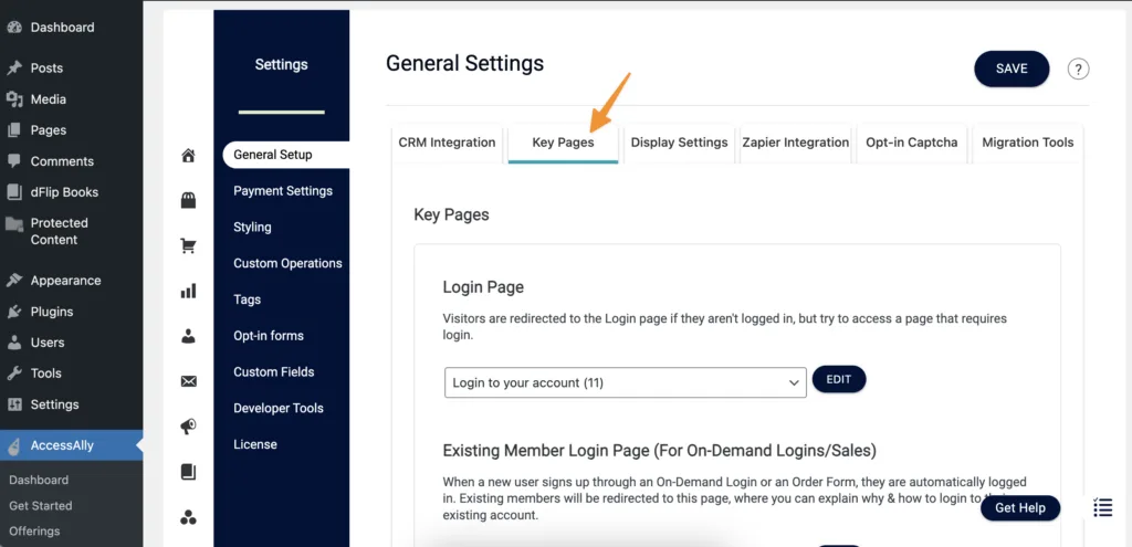 AccessAlly Key Pages Screenshot