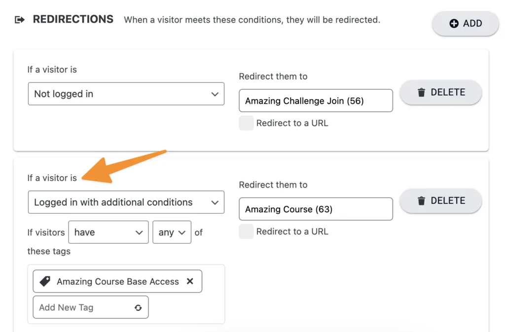 AccessAlly Redirections Logged in With Conditions