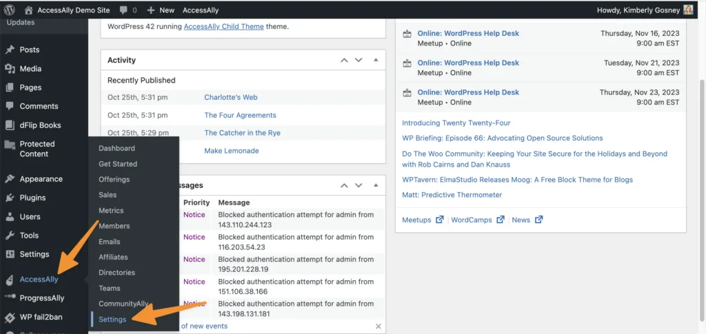 AccessAlly Settings Screenshot