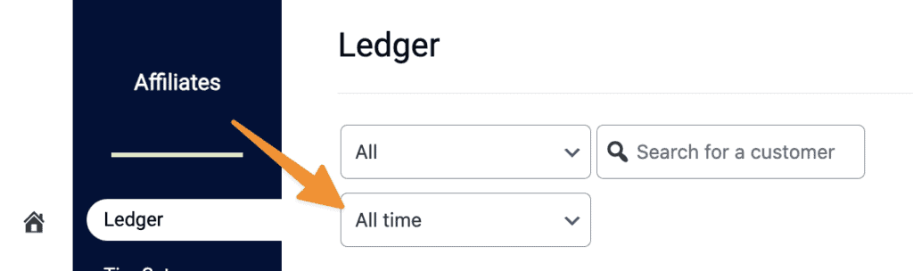 Affiliate Ledger Search Timeline in AccessAlly