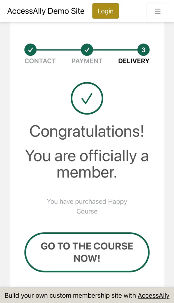 Apple Pay Purchase Success in AccessAlly