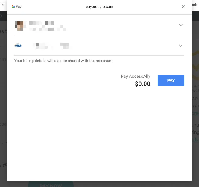 Google Pay View in AccessAlly