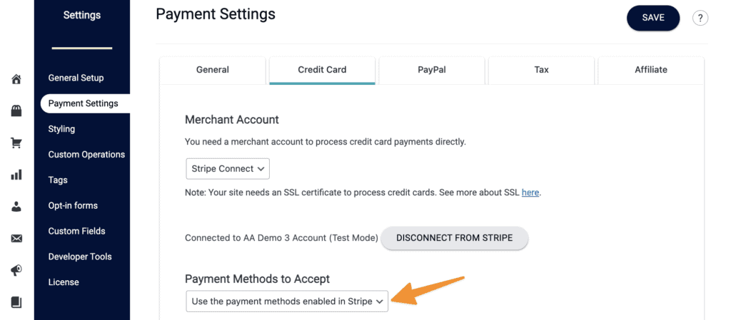 Enable Stripe Payment Options in AccessAlly