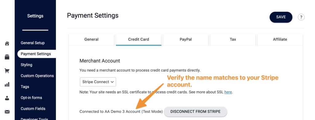 Stripe Account View in AccessAlly