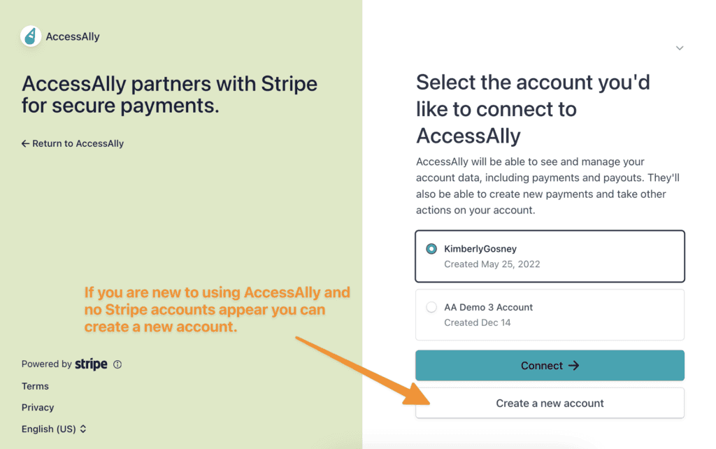 Stripe New Users Create Account in AccessAlly