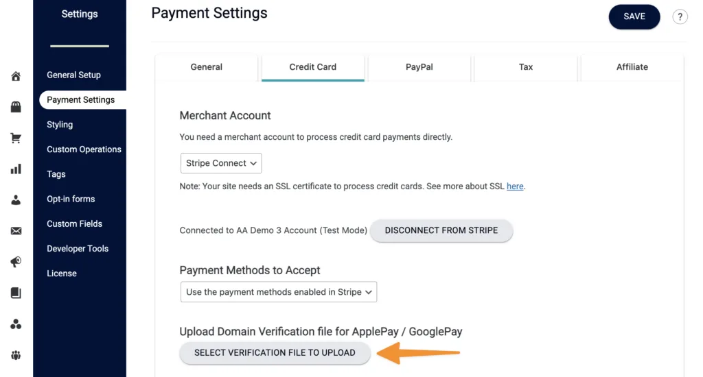 Stripe Verification File in AccessAlly