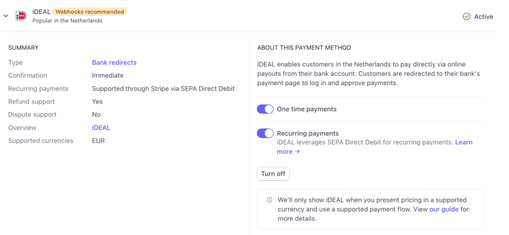 Stripe iDEAL integration in AccessAlly