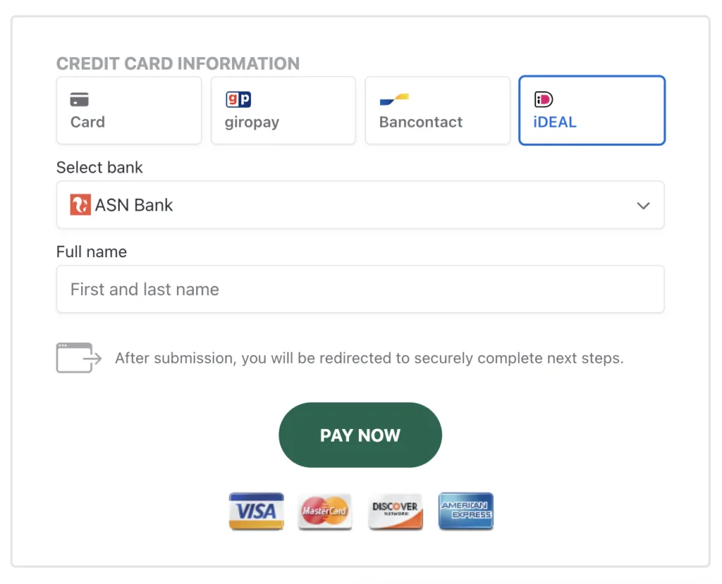 iDEAL One Payment Setting in AccessAlly