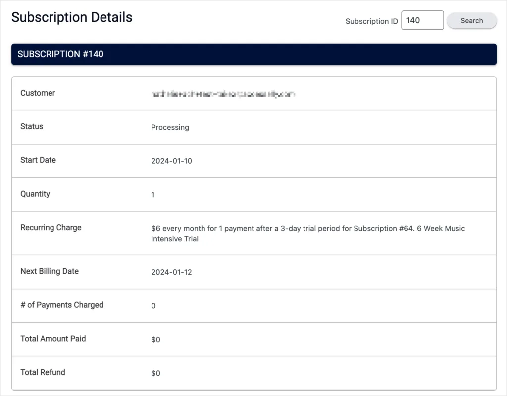 Stripe ACH Debit as shown in AccessAlly log