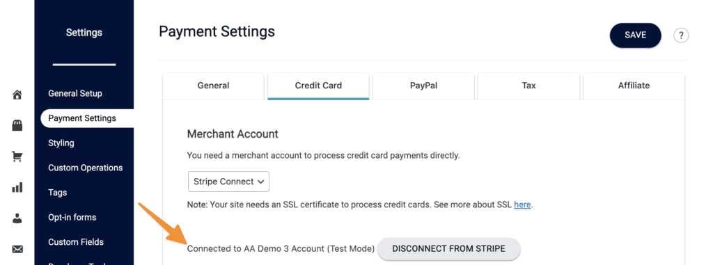 Stripe Account Connected to AccessAlly