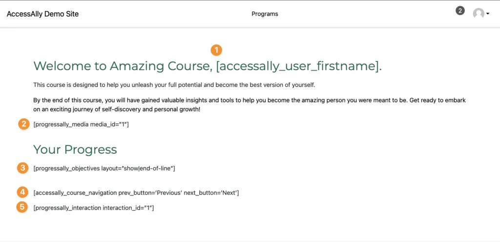 Display course page without AccessAlly