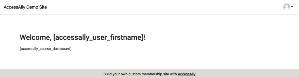 Example Home Dashboard Deactivated in AccessAlly