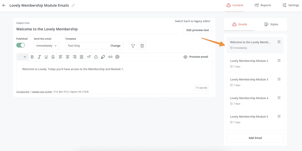 Module Emails with ConvertKit in AccessAlly