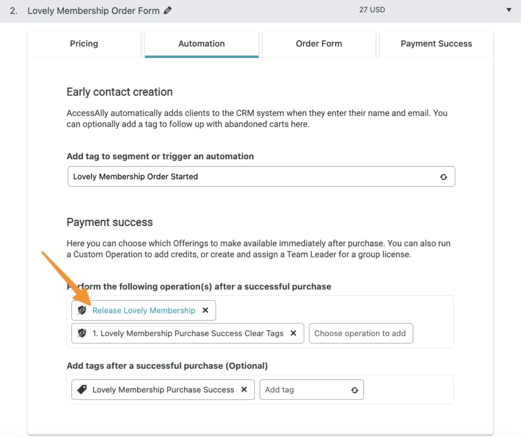 Offering Release in AccessAlly