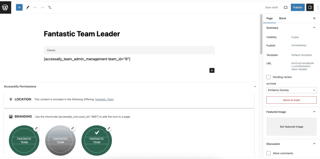 Team Leader Base Content Page in AccessAlly KB AccessAlly