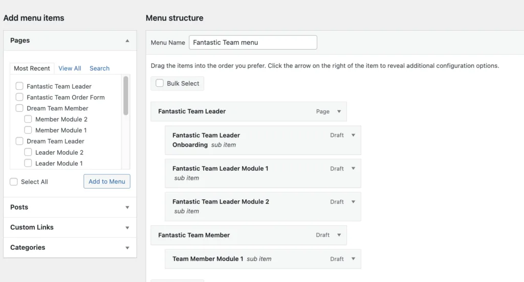Team Offering Menu in AccessAlly | KB AccessAlly