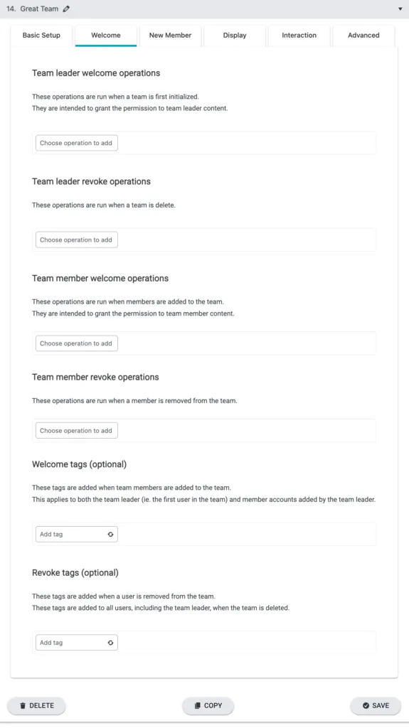 Welcome Tab Options in AccessAlly