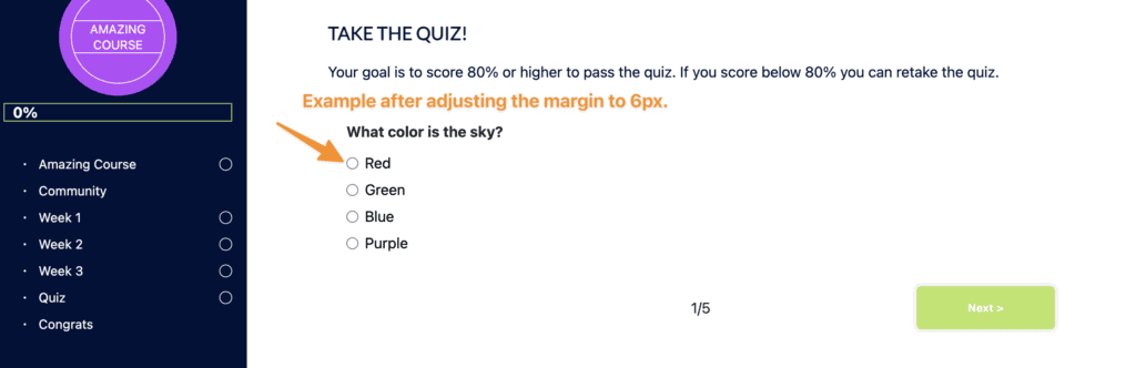 Adjusting CSS in Personality Quiz in AccessAlly