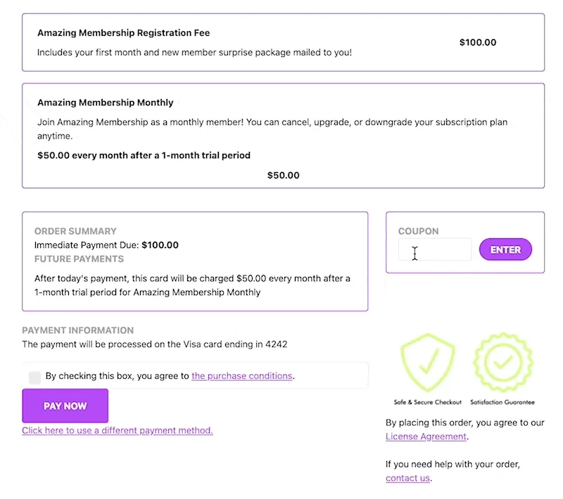 Example without advanced coupon in AccessAlly