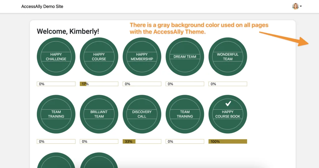 Gray background in AccessAlly Theme