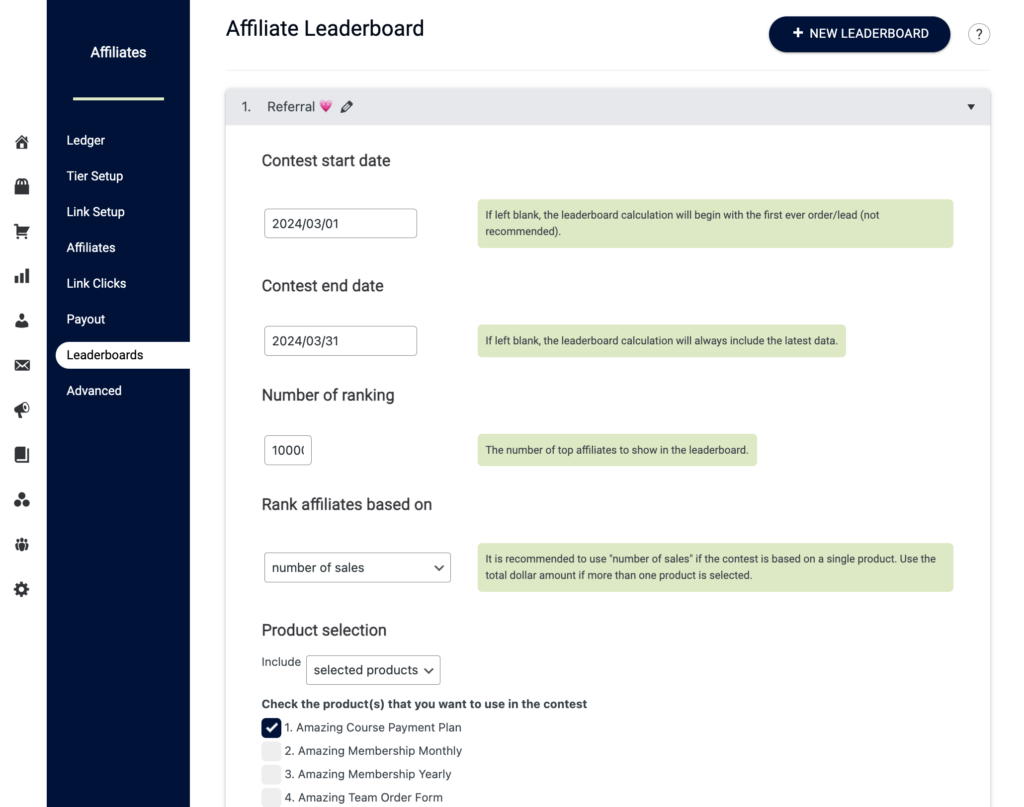 Referral Leaderboard in AccessAlly