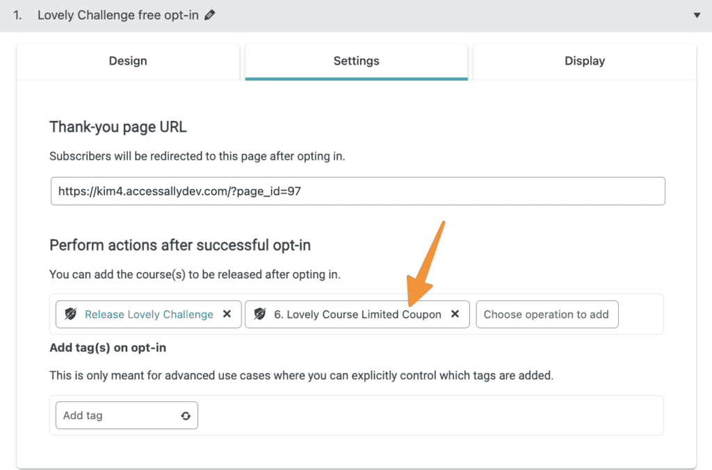 Add CRM Custom Operation to AccessAlly opt-in form