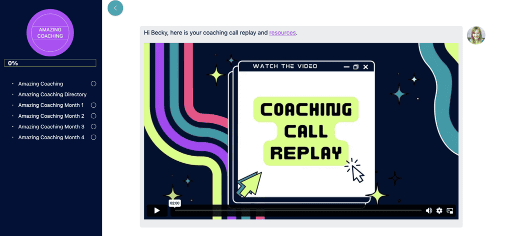 Coaching Call Replay and Resources in AccessAlly