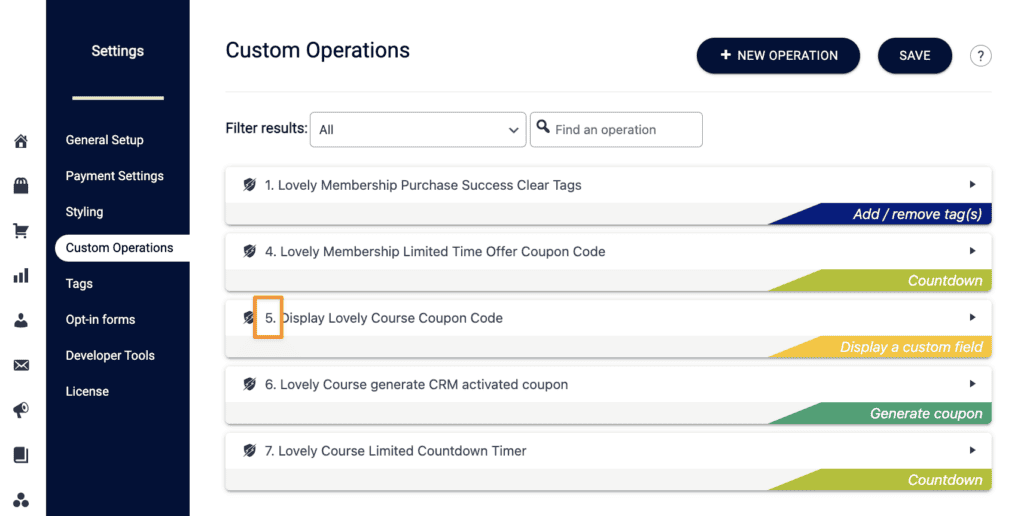 Custom Operation Number in AccessAlly