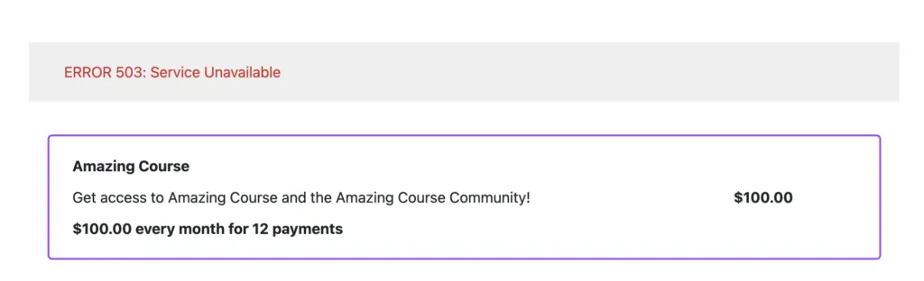 Error 503 in AccessAlly