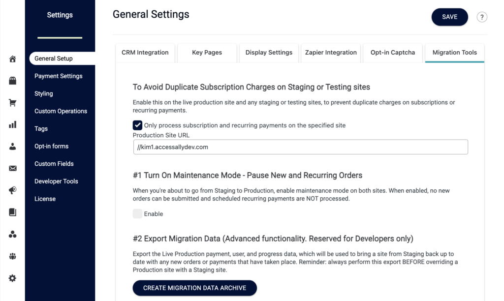 steps in migration tools in AccessAlly