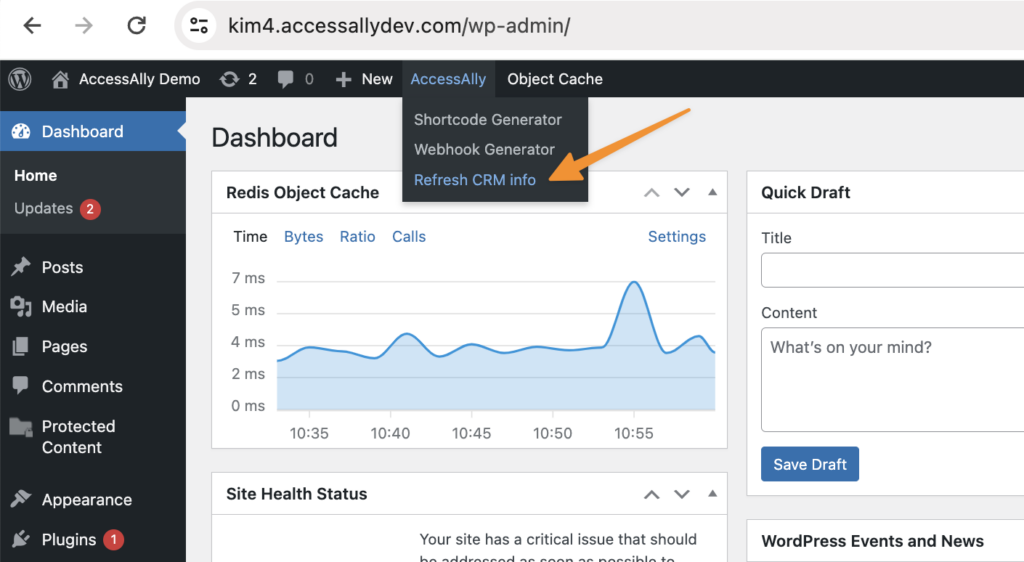 Refresh CRM Info in AccessAlly