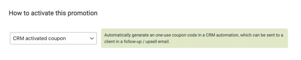 Select CRM Activated Coupon Code in AccessAlly