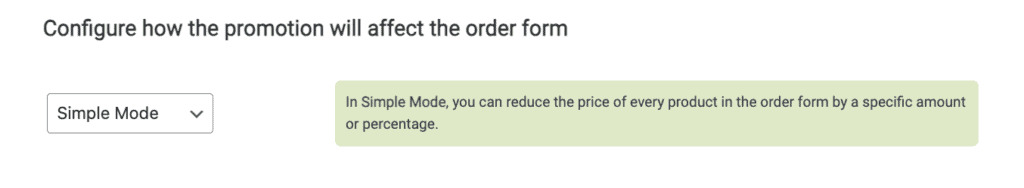 Select Simple Mode in Coupon Settings