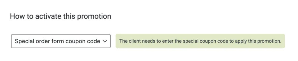 Special Order Form Coupon Code in AccessAlly