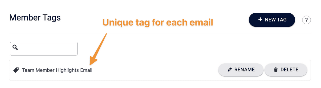 Unique tag for each email in AccessAlly