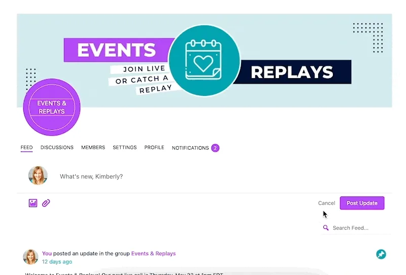 Search community feed using hashtags