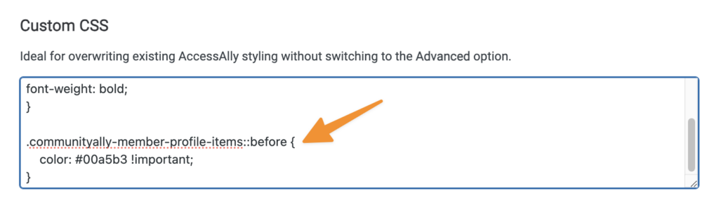 AccessAlly Styling Custom CSS section