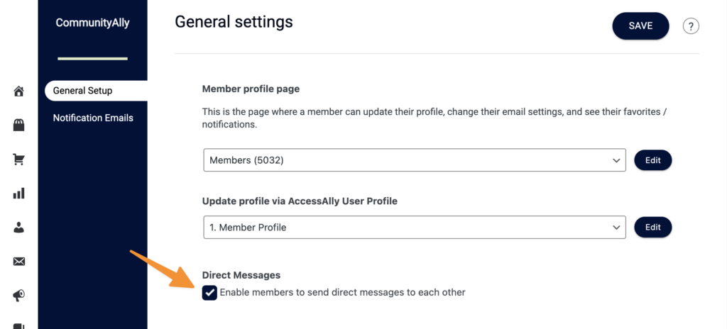 Enable Direct Messaging in CommunityAlly