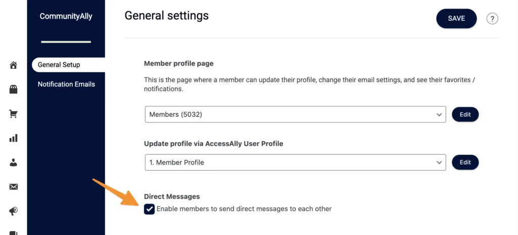 Enable Direct Messaging in CommunityAlly