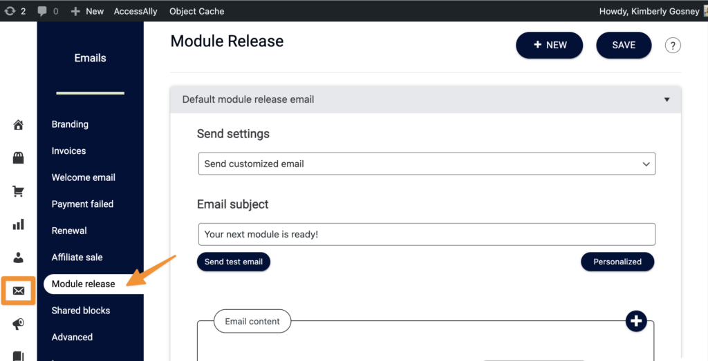 Module Release Emails in AccessAlly